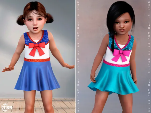 Alpha Flora Glittery cheerleader dress for toddlers by Garfiel - The Sims 4 Custom Content