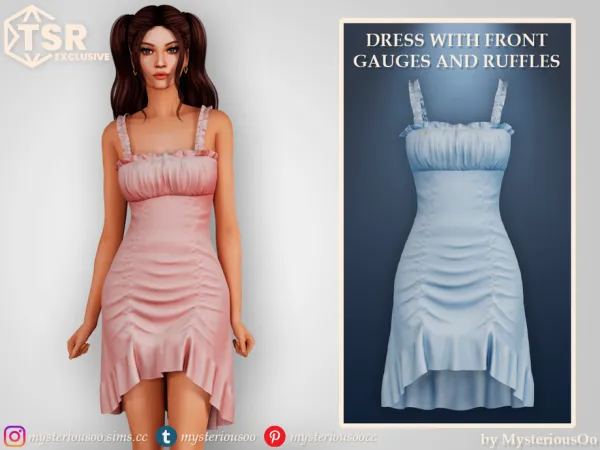 Alpha Dress with front gauges and ruffles by MysteriousOo - The Sims 4 Custom Content