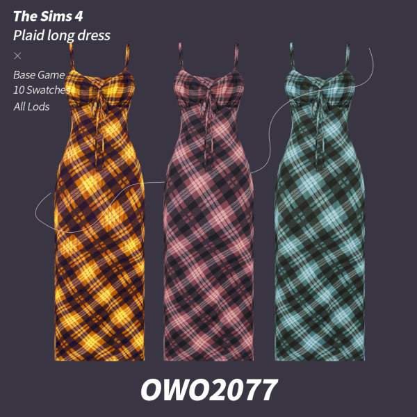 Maxis Match OWO2077 Plaid Long Dress by simsfinds - The Sims 4 Custom Content