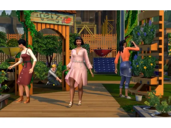 Mix Eco Lifestyle Community Lot Fix Community Space Community Garden Market Place Maker Space by - The Sims 4 Custom Content