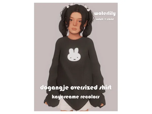 Maxis Match dogangjie oversized shirt with kaycreame recolors by waterrlily - The Sims 4 Custom Content