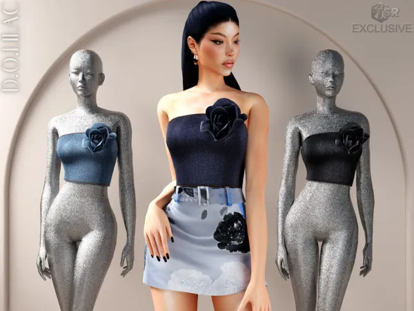 Alpha Rosette Detailed Corset Top DO0742 by d-o-lilac - The Sims 4 Custom Content
