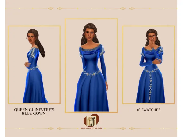 Maxis Match Queen Guinevere's Blue Gown by simstoricalish - The Sims 4 Custom Content