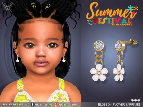 Alpha Blossom Flower Earrings For Toddlers - The Sims 4 Custom Content