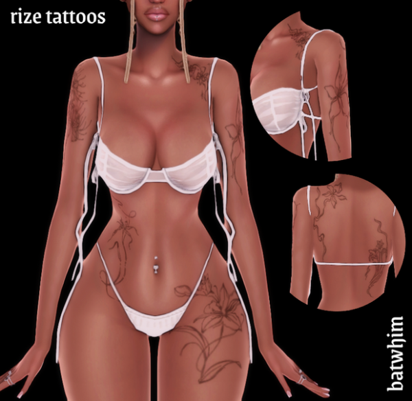 Mix rize tattoos by simsfinds - The Sims 4 Custom Content