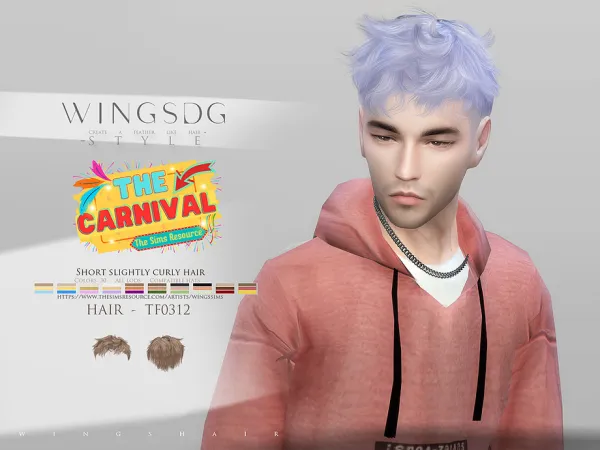 Alpha WINGS TF0312 Short slightly curly hair by wingssims - The Sims 4 Custom Content