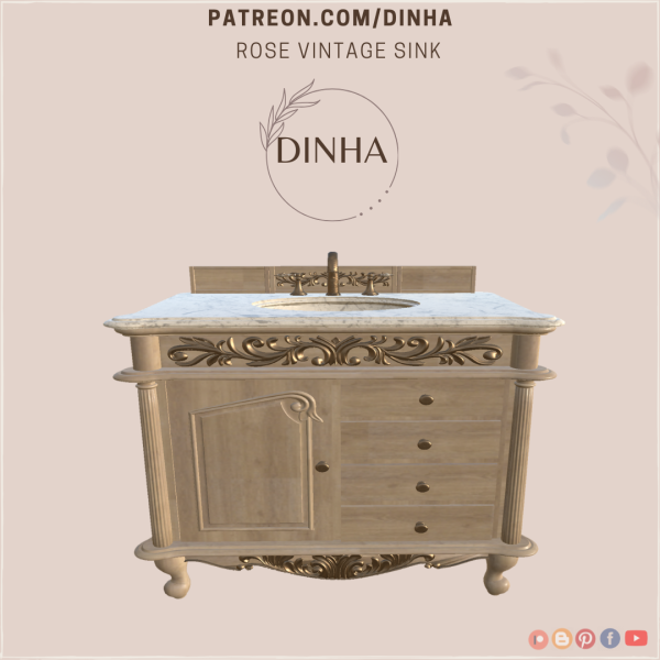 Alpha Rose Vintage Sink by dinhagamer - The Sims 4 Custom Content