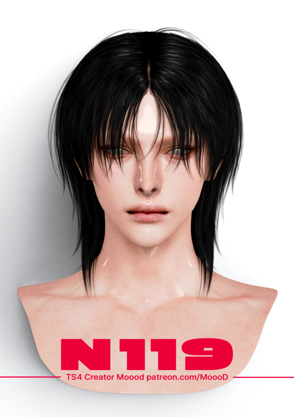 Alpha MoooD Hair N119 by simsfinds - The Sims 4 Custom Content
