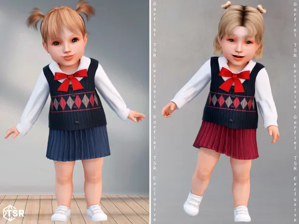Alpha Ottavia Classic school uniform with pleated skirt by Garfiel - The Sims 4 Custom Content