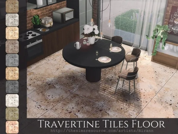 Alpha Travertine Tiles Floor - The Sims 4 Custom Content
