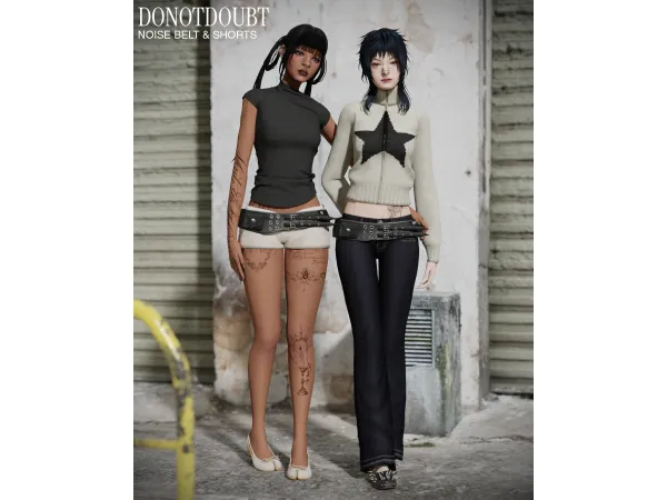 Mix NOISE belt shorts by donotdoubt - The Sims 4 Custom Content