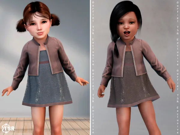 Alpha Alexandra Denim dress with a stylish jacket by Garfiel - The Sims 4 Custom Content