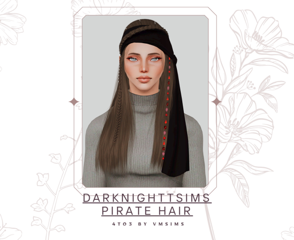 4to3 DarkNighTtSims Pirate Hair by simsfinds - The Sims 3 Custom Content