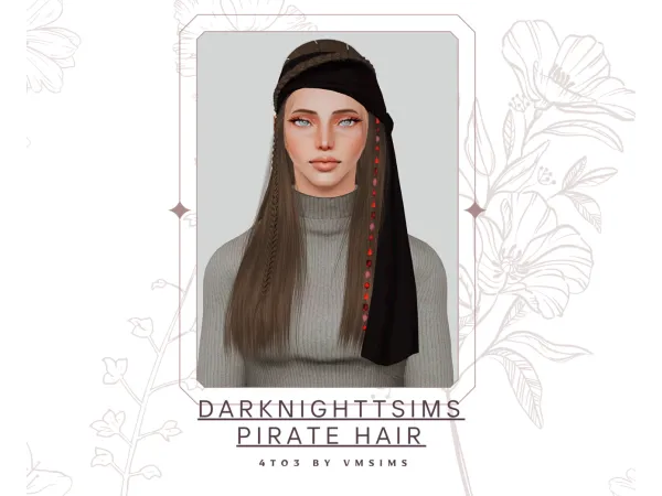 4to3 DarkNighTtSims Pirate Hair by VMSims - The Sims 3 Custom Content