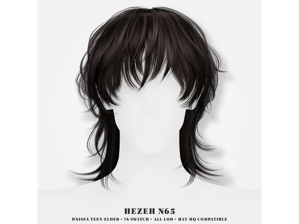 Alpha [Hezeh]Hair_No65 - The Sims 4 Custom Content