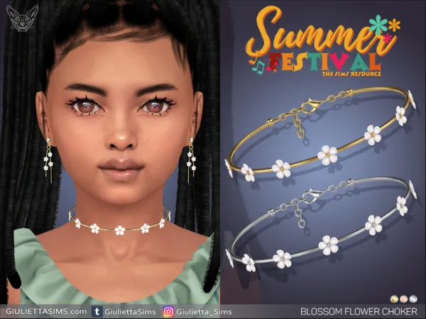 Alpha Blossom Flower Choker For Kids - The Sims 4 Custom Content