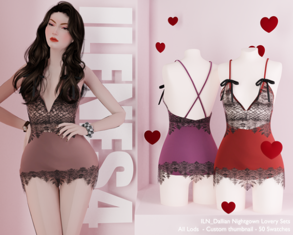 Mix ILN Dallian Nightgown by ilenes4 - The Sims 4 Custom Content
