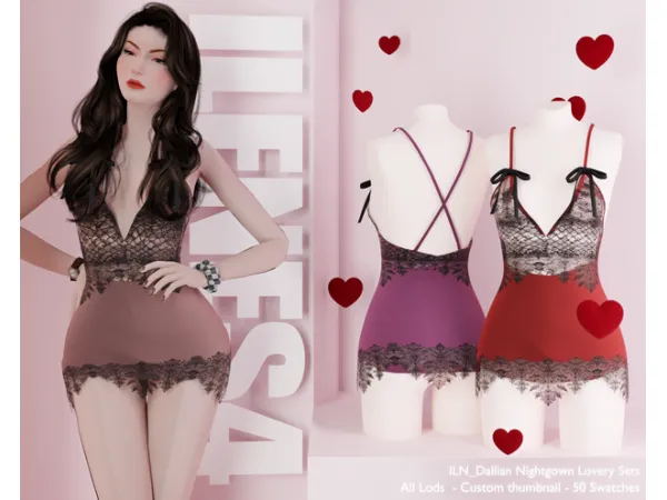 Mix ILN Dallian Nightgown - The Sims 4 Custom Content