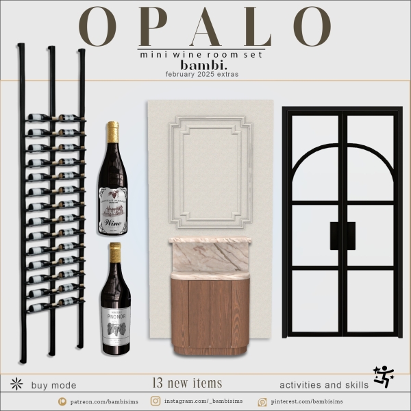 Alpha opalo wine room by bambisims - The Sims 4 Custom Content