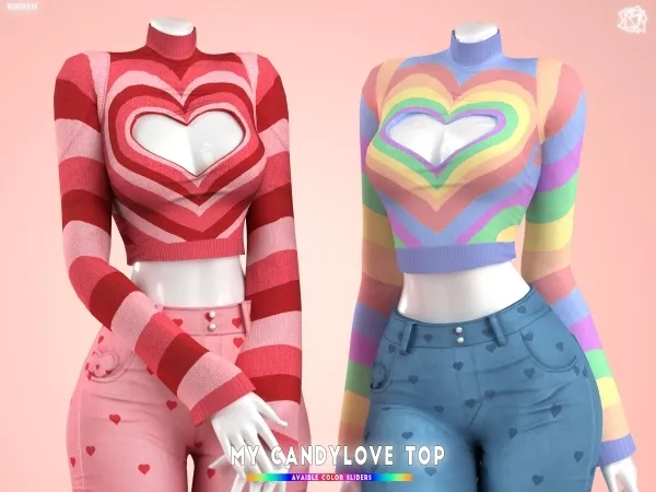 Mix My candy love sweater top brsims - The Sims 4 Custom Content
