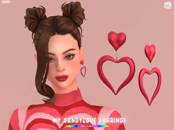 Mix My candy love heart earrings brsims - The Sims 4 Custom Content