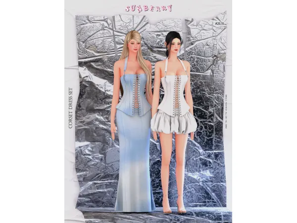Alpha [SUNBERRY] 2512 Corset Dress SET - The Sims 4 Custom Content