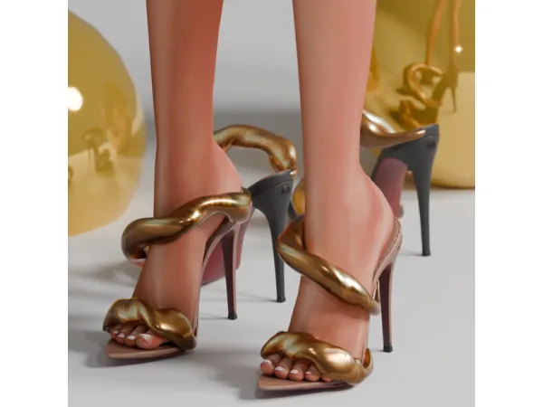 Alpha HIGHHEELS GOLD by Mably Store - The Sims 4 Custom Content