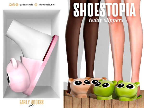 Alpha Shoestopia Teddy Slippers by shoestopia - The Sims 4 Custom Content