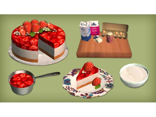 jacky93sims Desserts With Strawberries Food - The Sims 2 Custom Content