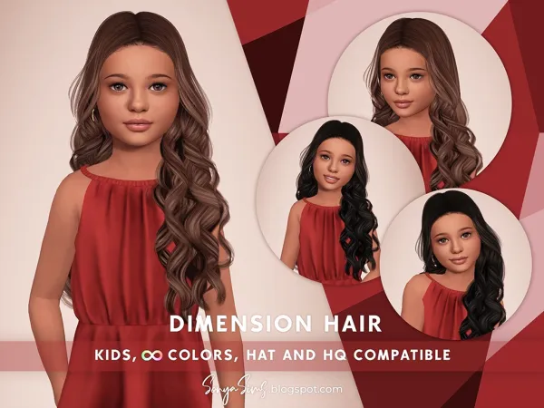 Alpha DIMENSION HAIR kIDS - The Sims 4 Custom Content
