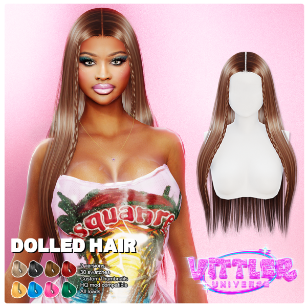 Alpha Dolled Female Hair by simsfinds - The Sims 4 Custom Content