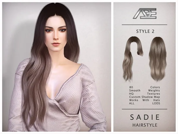 Alpha Sadie Style 2 (Hairstyle) by Ade_Darma - The Sims 4 Custom Content