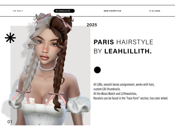 Maxis Match Paris Hairstyle Bows Accessory by simsfinds - The Sims 4 Custom Content