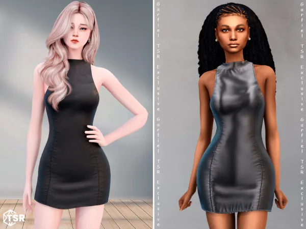 Alpha Yana Mini dress in leather and latex by Garfiel - The Sims 4 Custom Content
