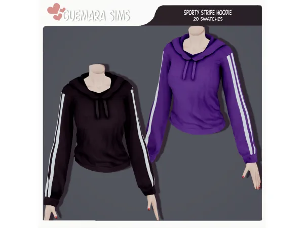 Maxis Match Sporty Stripe Hoodie by Guemara - The Sims 4 Custom Content