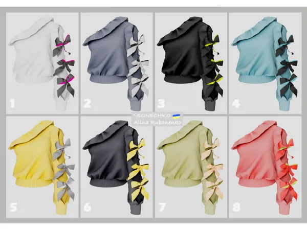 Bow Sleeve Top by sonechko - The Sims 2 Custom Content