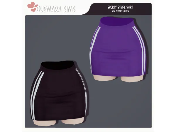 Maxis Match Sporty Stripe Skirt by Guemara - The Sims 4 Custom Content