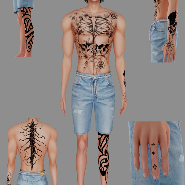 Mix Male tattoo 50 by simmer_creator - The Sims 4 Custom Content