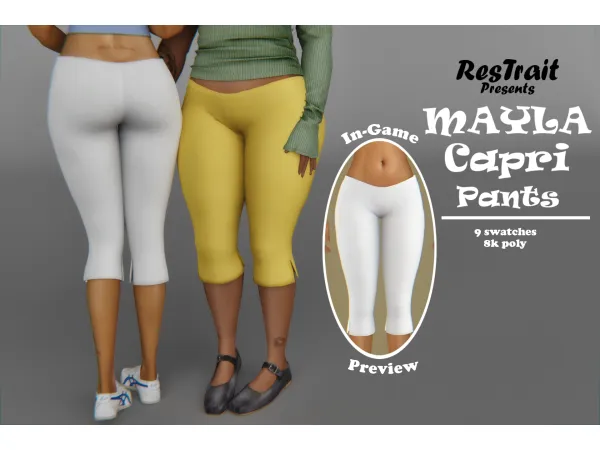 Maxis Match Resurrection Trait Mayla Capri Pants - The Sims 4 Custom Content