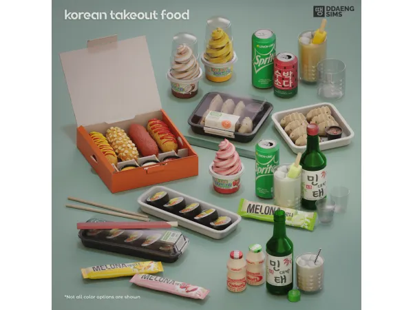 Alpha Korean Takeout Food by ddaengsims - The Sims 4 Custom Content