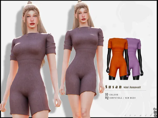 Alpha Susan Mini Jumpsuit by _ironik_ - The Sims 4 Custom Content