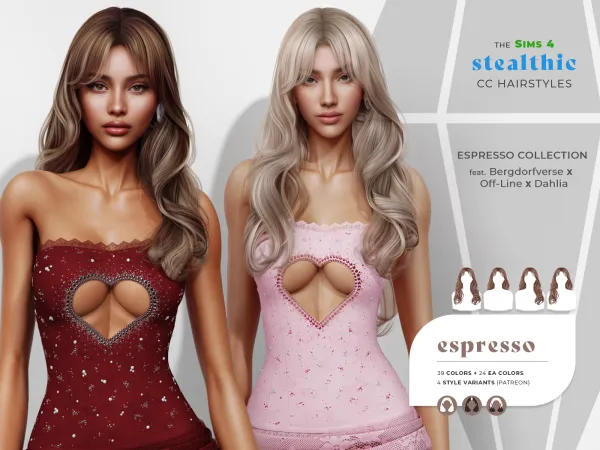 Alpha Stealthic Espresso Hair (Espresso Collection feat Off Line Bergdorfverse Dahlia) - The Sims 4 Custom Content
