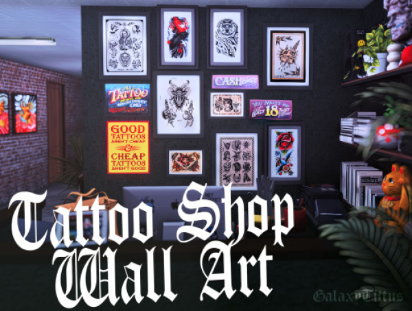 [GTittus] Tattoo Shop Wall Art by simsfinds - The Sims 3 Custom Content