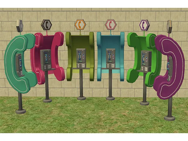 SCTC Universal Public Phone in 39 of luasims Colors by creesims - The Sims 2 Custom Content