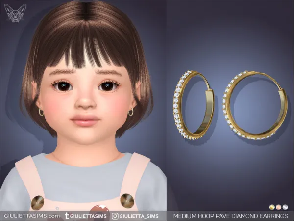 Alpha Medium Hoop Pave Diamond Earrings For Toddlers - The Sims 4 Custom Content