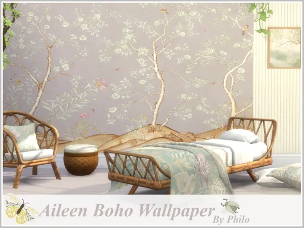 Alpha Aileen Boho Wallpaper by philo - The Sims 4 Custom Content