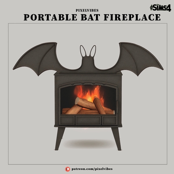 Alpha Portable Bat Fireplace by pixelvibes - The Sims 4 Custom Content