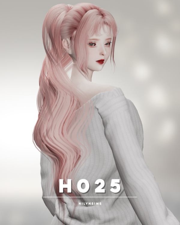 Alpha NILYN HAIR H025 by nilynsims - The Sims 4 Custom Content