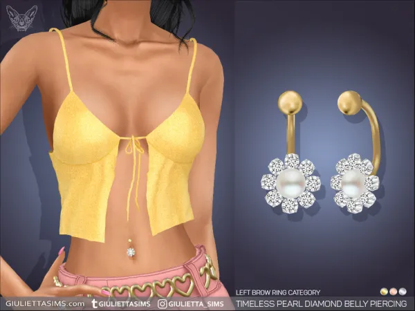 Alpha Timeless Pearl Diamond Belly Ring - The Sims 4 Custom Content