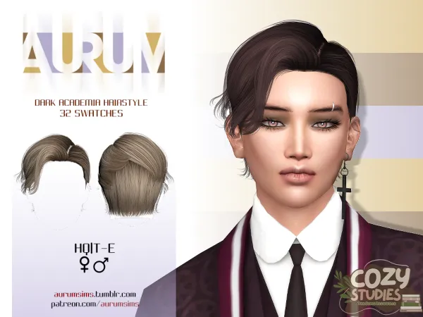 Alpha Dark academia hairstyle - The Sims 4 Custom Content